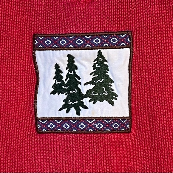 Vintage Breckenridge Grandma 1/4 Zip Turtleneck Fir Tree Sweater Red Size XL - Picture 6 of 16